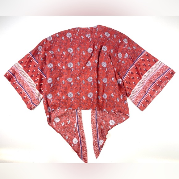 Women’s Japna Cropped Tie Front Wrap Bohemian Top Size Large - Picture 2 of 3